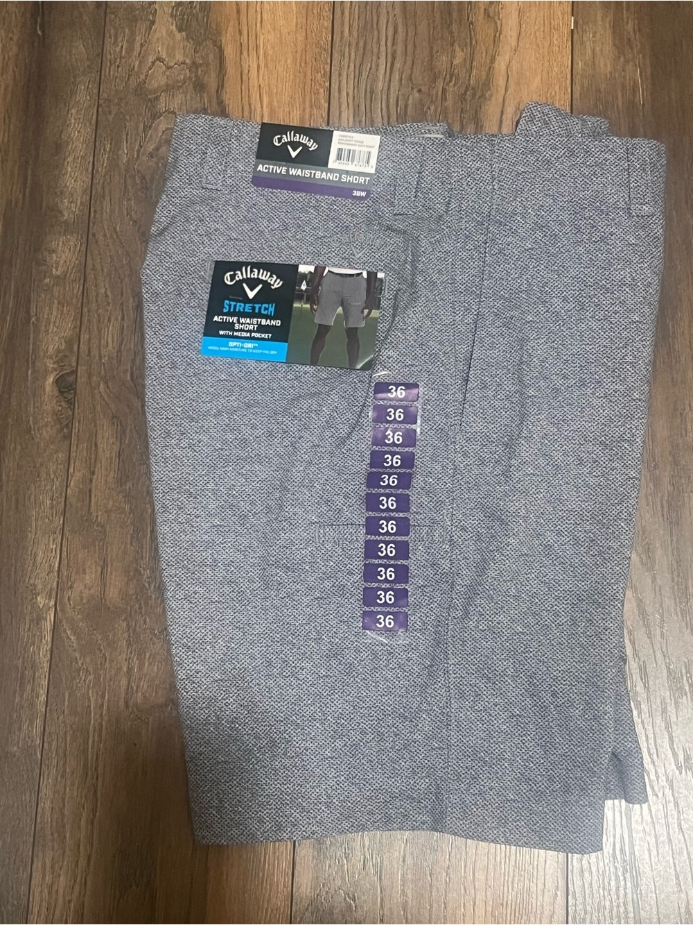 Callaway Men's Stretch Active Waistband Shorts - gray size 36